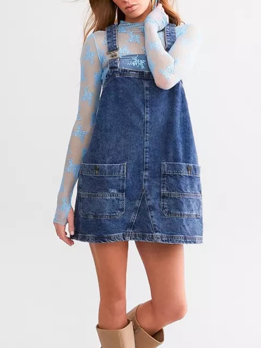 Free People we the free denim smock skirtall